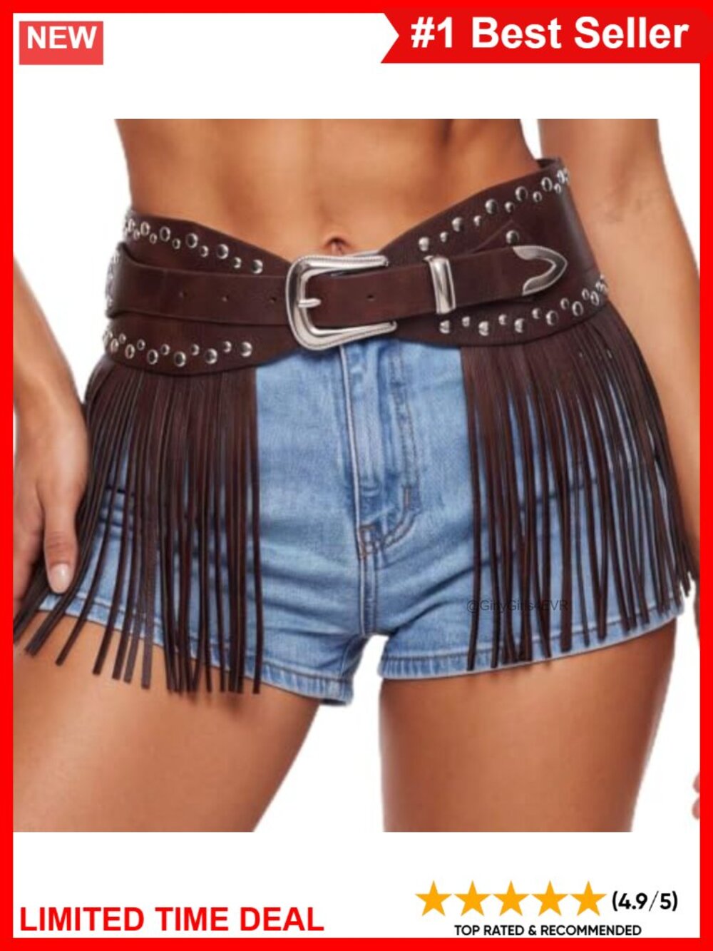 Western Fringe Belt Artificial Leather Tassel Metal Buckle Festival Accessory